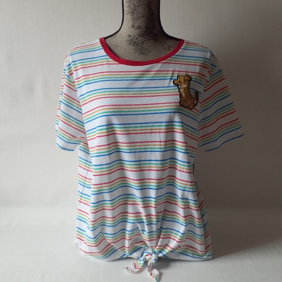 Disney's The Lion King Simba girls multicolored stripe short sleeve top size 2XL